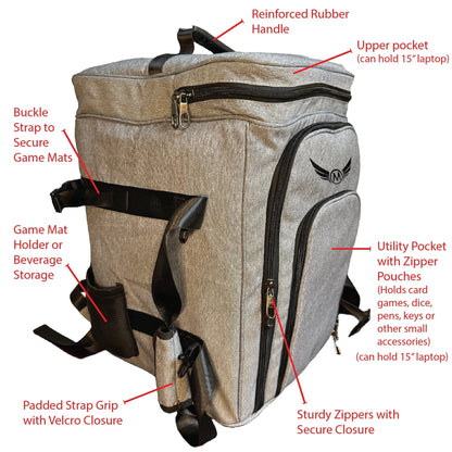 Ultimate Game Night Backpack Bag -Charcoal Grey