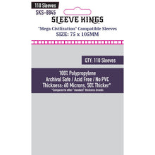 Sleeve Kings Board Game Sleeves "Mega Civilization" Compatible Sleeves 75mmx105mm 110 Sleeves per Pack