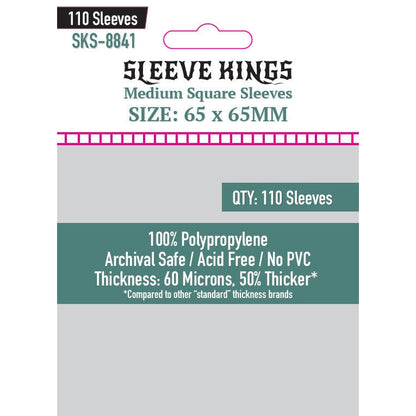 Sleeve Kings Board Game Sleeves Medium Square Sleeves 65mmx65mm 110 Sleeves per Pack
