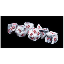 MDG Acrylic Dice Set Marble - Red Numbers