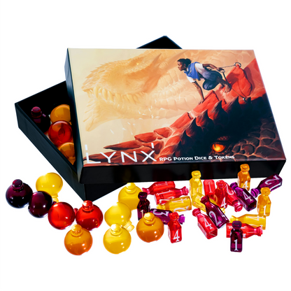 Healing Potion Markers & Dice - Set of 24 Dice & 15 Potions Tokens Game