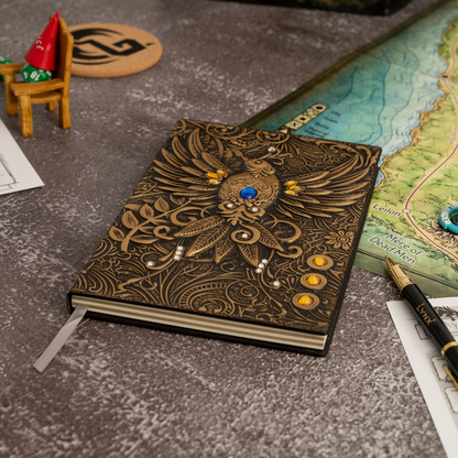 3D Faux-Leather Notebook / Journal - Gold Phoenix