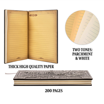 3D Faux-Leather Notebook / Journal - Silver Dragon