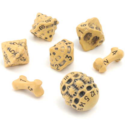 D7-Die Set Dice Skull & Bone Full 7 Dice Set - Ancient Bone Yellow