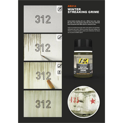 AK Interactive Weathering Products Streaking Grime for Winter Vehicles 35mL