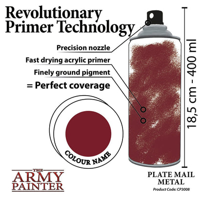 Army Painter Aerosol Spray Primer Plate Mail Metal 400mL