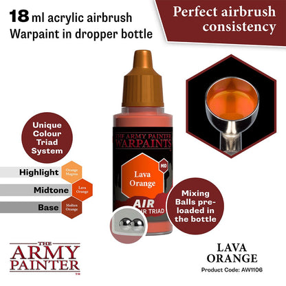 Army Painter Warpaints Air Lava Orange Acrylic Paint 18mL