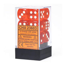 Chessex 23603 Translucent 16mm d6 Orange/white Block 12