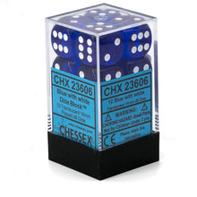 Chessex 23606 Translucent 16mm d6 Blue/white Block 12
