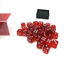 Chessex 23804 Translucent 12mm d6 Red/White Block 36