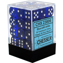 Chessex 23806 Translucent 12mm d6 Blue/White Block 36