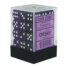 Chessex 23807 Translucent 12mm d6 Purple/White Block 36
