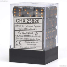 Chessex 25820 Opaque 12mm d6 Dark Grey/Copper Block 36