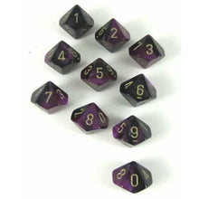 Chessex 26240 Gemini Polyhedral Black-Purple/Gold Set of Ten d10s