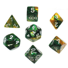 Chessex 26425 Gemini Gold-Green/White 7-Die Set