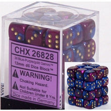 Chessex 26828 Gemini 12mm d6 Blue-Purple/Gold Block 36