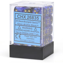 Chessex 26835 Gemini 12mm d6 Black-Blue/Gold Block 36