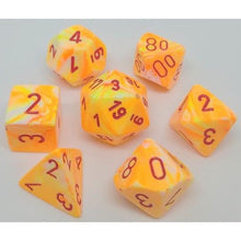 Chessex 27453 Festive Polyhedral Sunburst/Red 7-Die Set