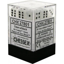 Chessex 27801 Frosted 12mm d6 Clear/Black Block 36