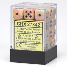 Chessex 27842 Festive 12mm d6 Circus/Black Block 36