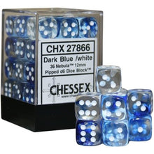 Chessex 27866 Nebula 12mm d6 Dark Blue/White Block 36