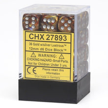 Chessex 27893 Lustrous 12mm d6 Gold/Silver Block 36