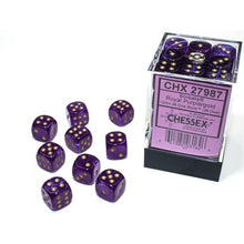 Chessex 27987 Borealis 12mm d6 Royal Purple/gold Luminary Block 36
