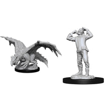 D&D Nolzurs Marvelous Unpainted Miniatures Green Dragon WyrmLing and Afflicted Elf