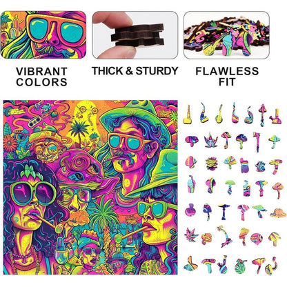 Trippy Puzzles - 300 Pce Wood Jigsaw Groovy Gathering