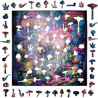 Trippy Puzzles - 300 Pce Wood Jigsaw Shroomopolis